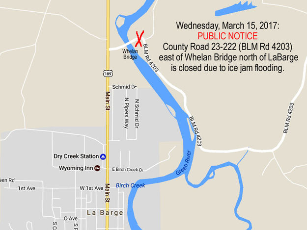 Road closure map. Photo by Pinedale Online.