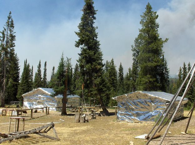 Wrapped cabins. Photo by Bridger-Teton National Forest.