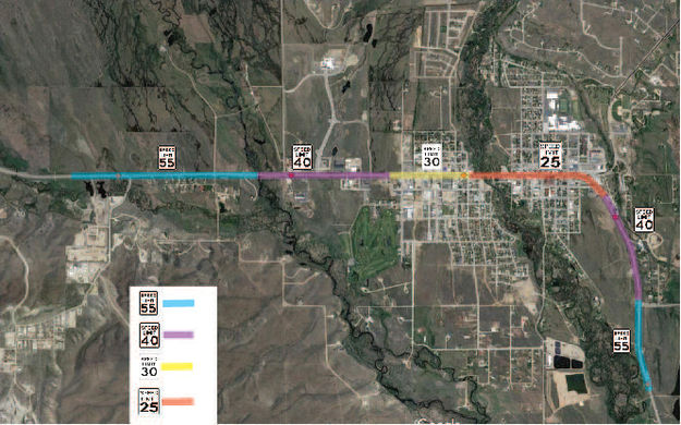 New speeds through Pinedale. Photo by Wyoming Department of Transportation.