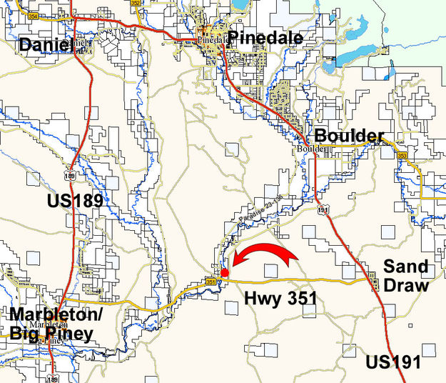 Map to New Fork Park. Photo by Pinedale Online.