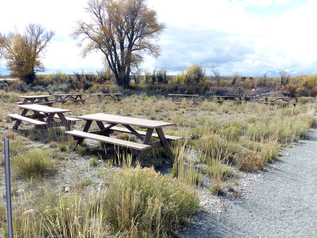 Group area picnic tables. Photo by Pinedale Online.