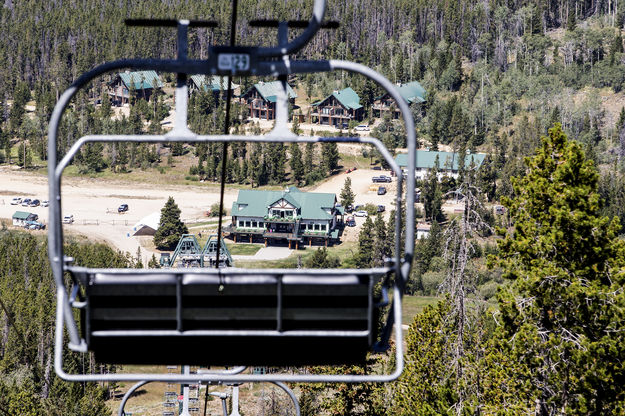 Riding the lift. Photo by Pete Arnold.