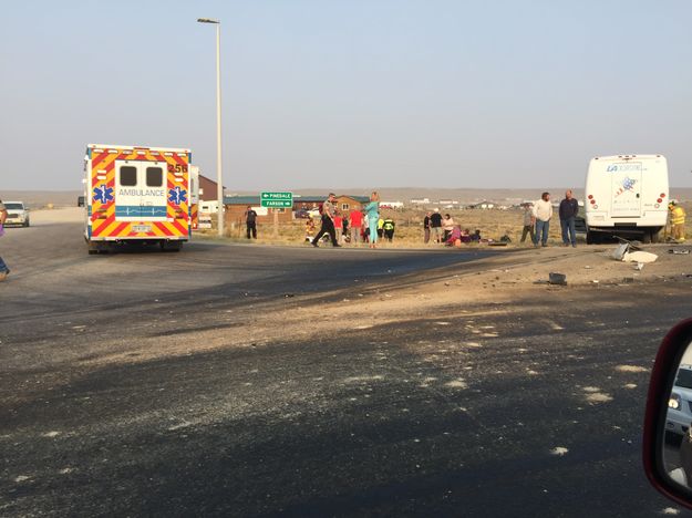 Crash on US 191. Photo by Bob Rule, KPIN 101.1 FM Radio.