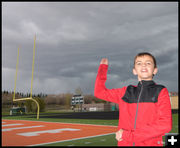 Posing for a Simulated Throwing Shot. Photo by Terry Allen.