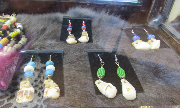 Elk Ivory Earrings. Photo by Dawn Ballou, Pinedale Online.