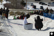 Waddling across the finish. Photo by Dawn Ballou, Pinedale Online.