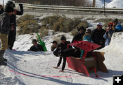 Across the finish!. Photo by Dawn Ballou, Pinedale Online.