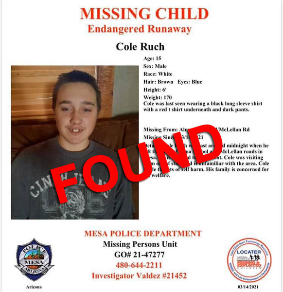 Cole has been found safe. Photo by Sublette County Sheriff's Office.