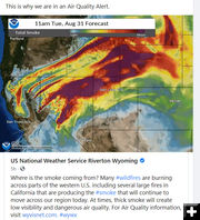 Air Quality Alert for wildfire smoke. Photo by National Weather Service.