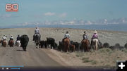 Riding in view of the Wind River Mountains. Photo by 60 Minutes.