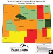 Wyoming COVID-19 transmission. Photo by Wyoming Department of Health.