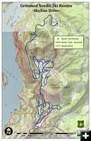 Skyline Drive grooming map. Photo by Bridger-Teton National Forest.