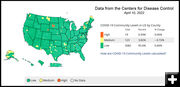 US COVID-19 community levels. Photo by Centers for Disease Control.