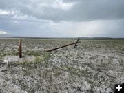 Snapped power pole. Photo by Deputy Dan Ruby, SCSO.