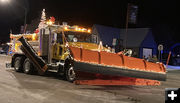 Lighted Snowplow. Photo by Dawn Ballou, Pinedale Online.