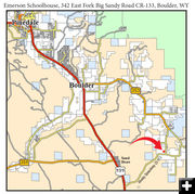 Map to Emerson Schoolhouse. Photo by Pinedale Online.