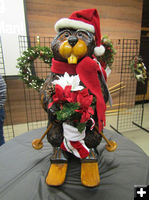 Santa Beaver on Skis Chainsaw Carving. Photo by Pinedale Online.