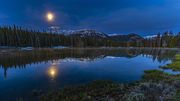 Moon Set Over Bare Mountain and Soda Lake. Photo by Dave Bell.