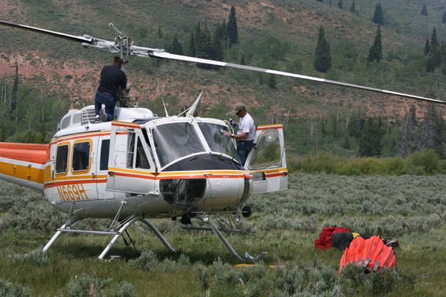 Horse Creek fire helibase. Photo by Dawn Ballou, Pinedale Online.