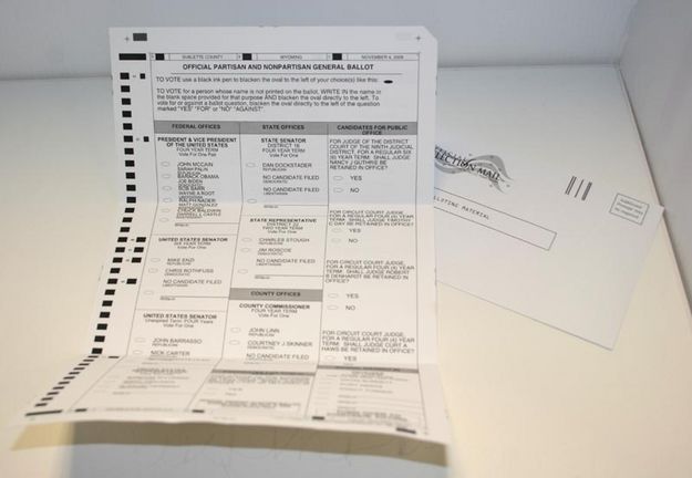 Ballot. Photo by Dawn Ballou, Pinedale Online.