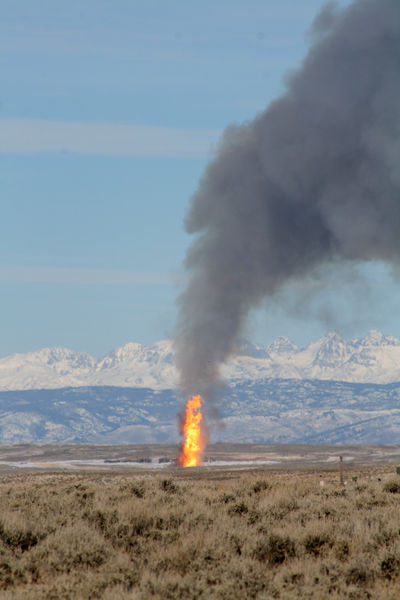 Fire from afar. Photo by Jennifer Frazier, Wyoming Department of Environmental Quality.