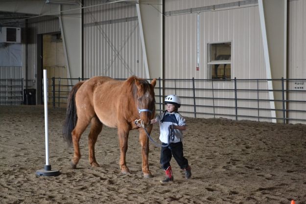 Around the pole. Photo by M.E.S.A. Therapeutic Horsemanship.