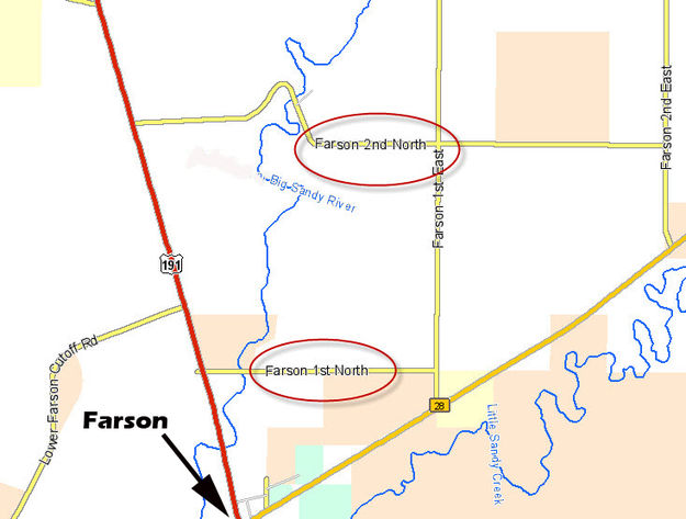 Farson flooding map. Photo by Sweetwater County Sheriff's Office.